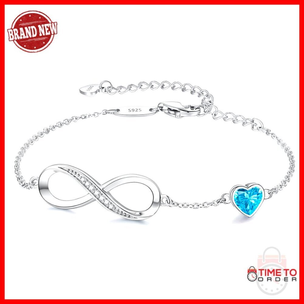Sterling Silver Infinity Heart Charm Bracelet Adjustable Elegant Minimal Jewelry